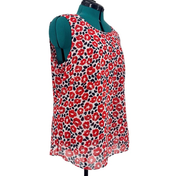Cabi Flipside Blouse #5356, Abstract Poppy Print Sleeveless Top, Large - Picture 8 of 17